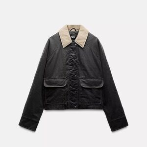 WAXED PUFFER JACKET WITH CORDUROY COLLAR